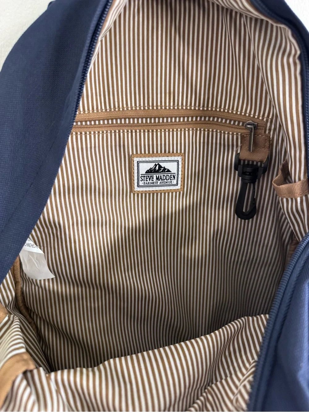 Steve Madden Navy and Tan Kids Canvas Backpack
